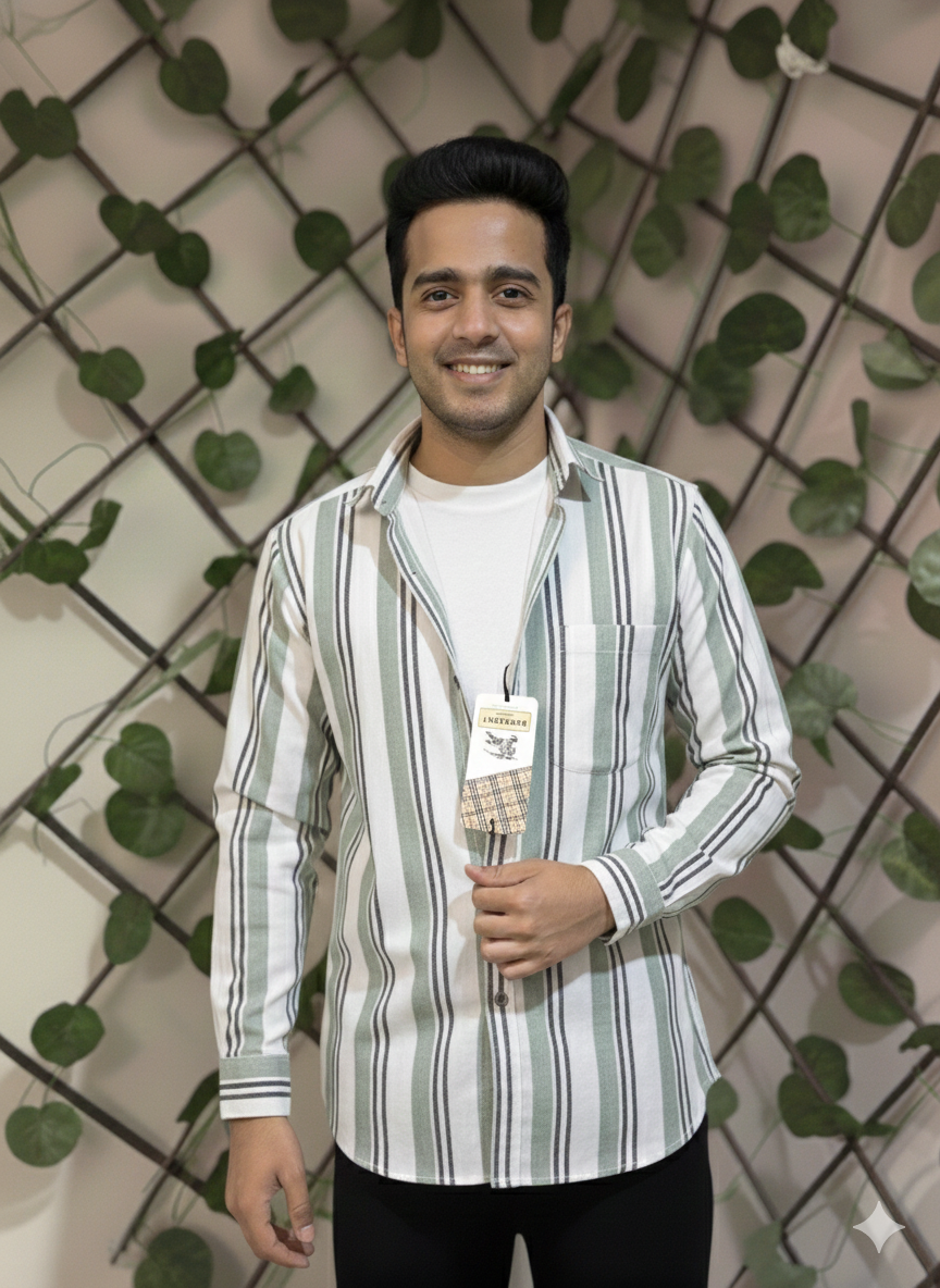 Premium Vertical Striped Burberry London Shirt