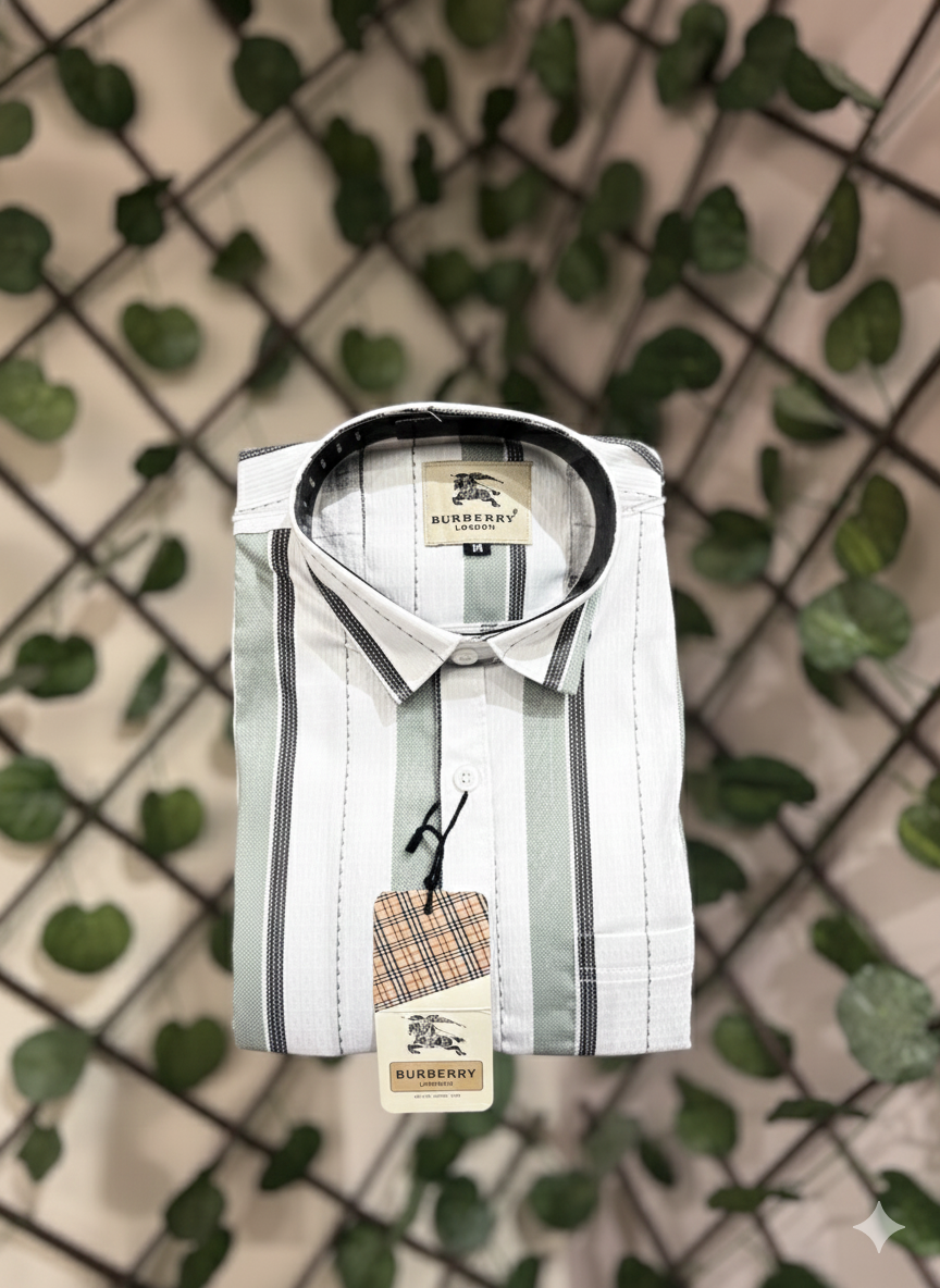 Premium Vertical Striped Burberry London Shirt