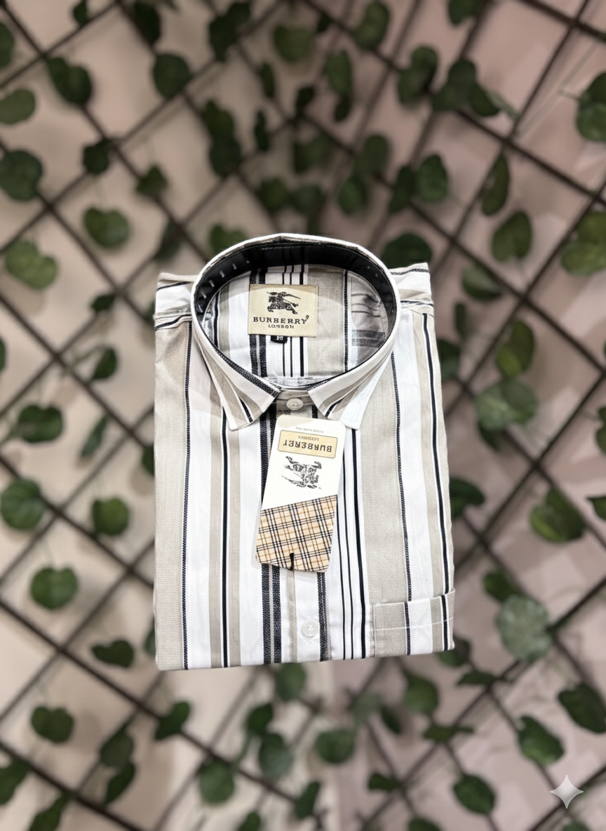 Premium Vertical Striped Burberry London Shirt