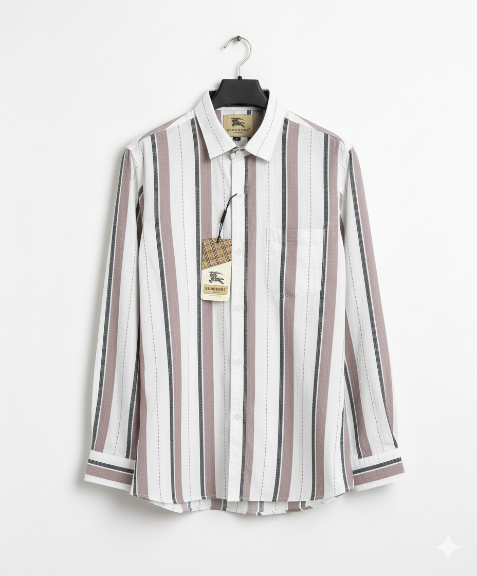 Premium Vertical Striped Burberry London Shirt