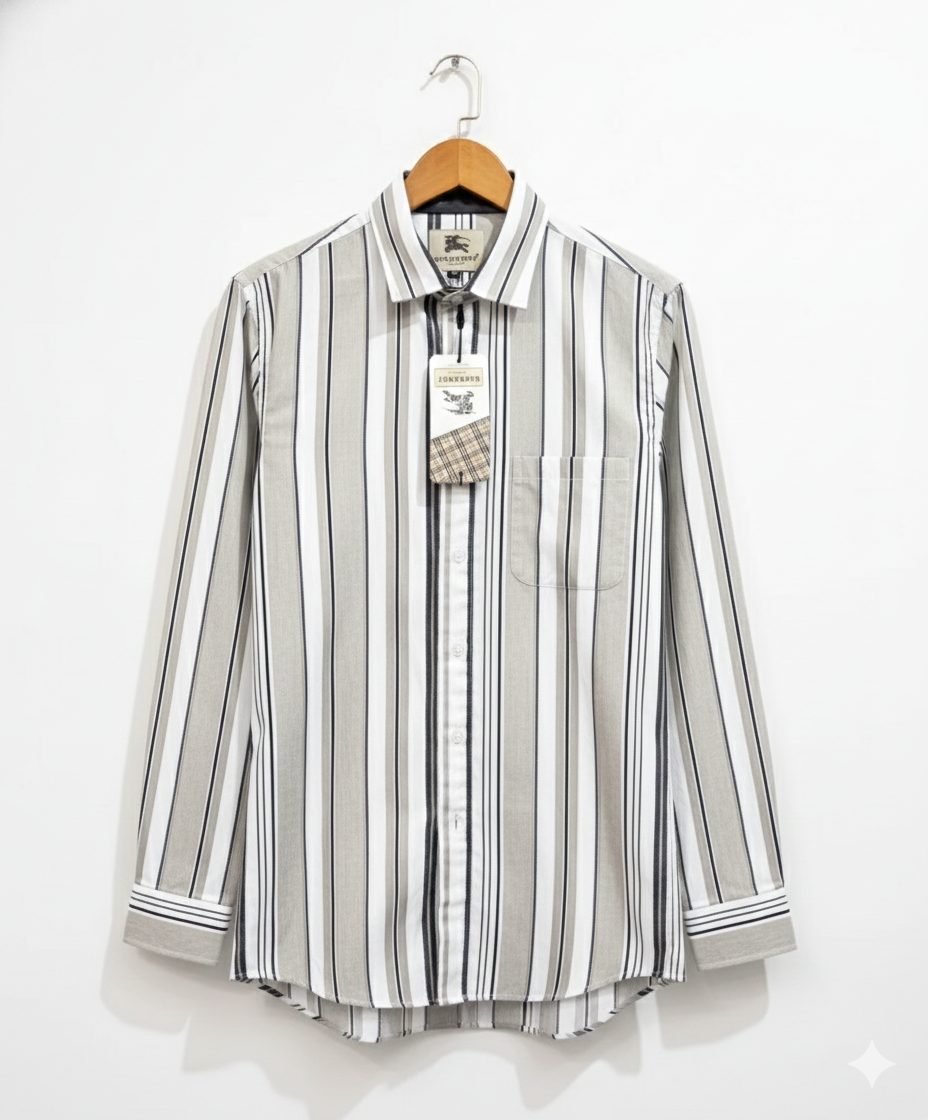Premium Vertical Striped Burberry London Shirt