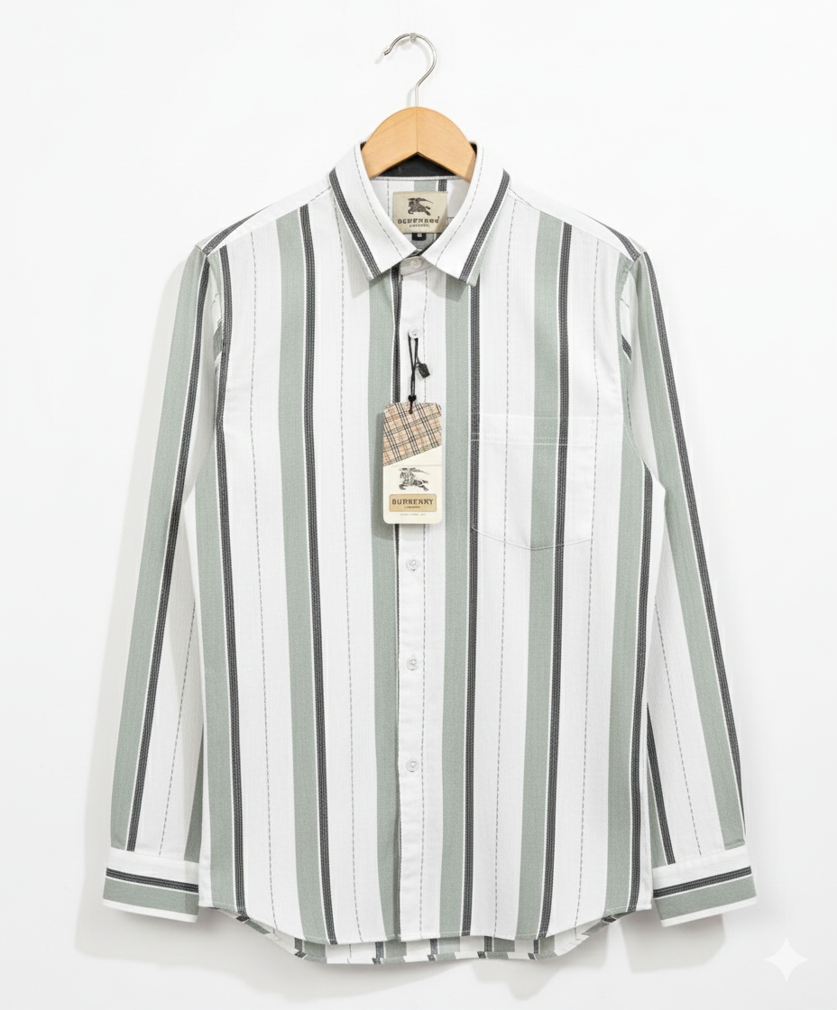 Premium Vertical Striped Burberry London Shirt